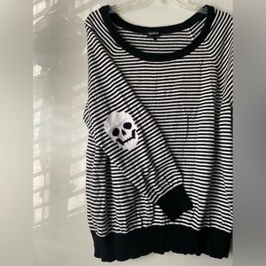 Torrid striped sweater with skull elbow detail / size 2